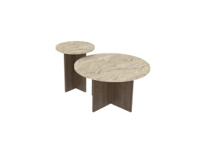 Juego de mesa baja de madera "Private" 70 x 70 x 40 cm - Travertino