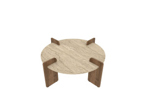 Mesa baja de madera "Avoure" - 90 x 90 x 35 cm - Travertino