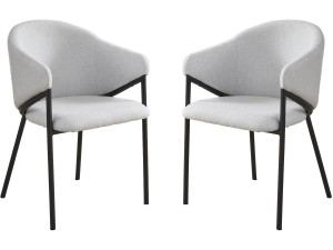 Lote de 2 sillas de comedor de tela y metal "Auralis" - Gris claro