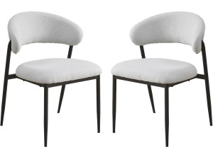 Lote de 2 sillas de comedor de tela y metal «Edena» - Gris claro