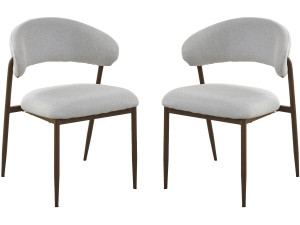Lote de 2 sillas de comedor de tela y metal «Edena» - Gris claro
