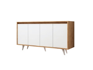Aparador de madera "Shans" - 140 x 40 x 86 cm - Blanco