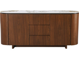 Aparador de madera "Stonea" con encimera de cerámica - 180 x 40 x 85 cm - Marrón