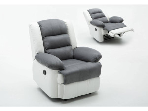 Sillón relax "Buckingham" - Blanco / Gris claro