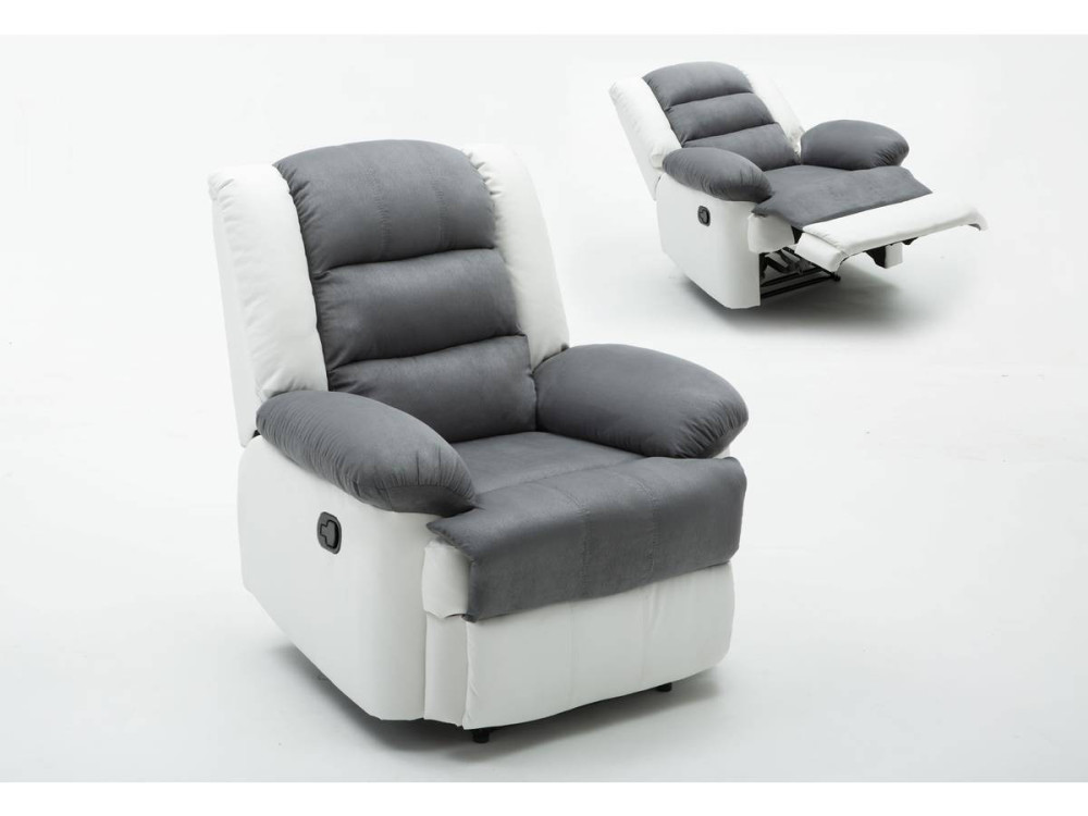 Sillón relax "Buckingham" - Blanco / Gris claro