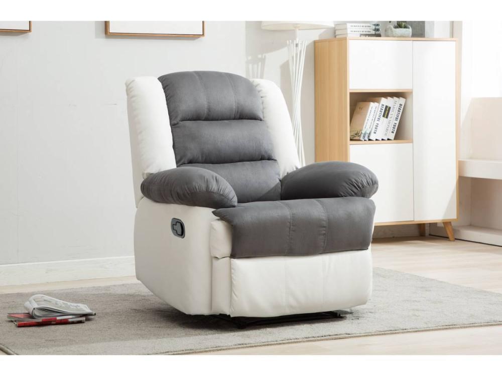 Sillón relax "Buckingham" - Blanco / Gris claro