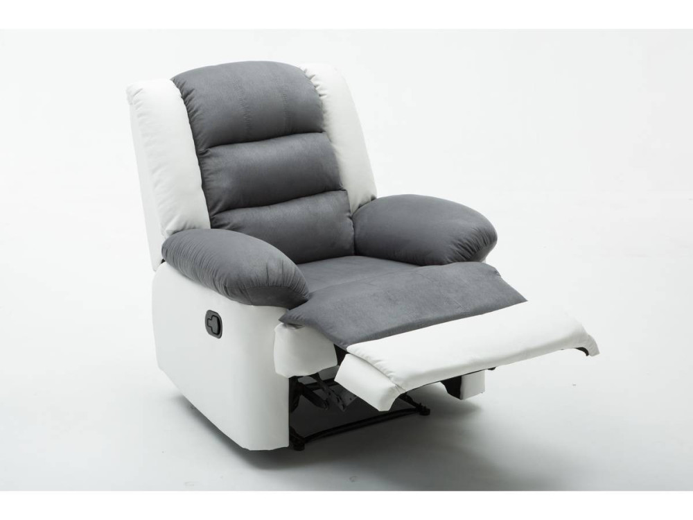 Sillón relax "Buckingham" - Blanco / Gris claro