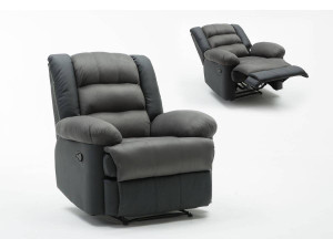 Sillón relax "Buckingham" - Negro/Gris oscuro