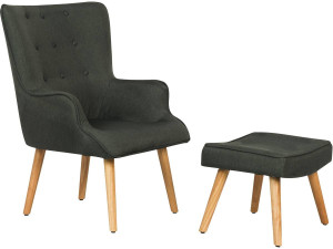 Sillón escandinavo en tela “Odense” - 73 x 81 x 92,5 cm - Gris oscuro
