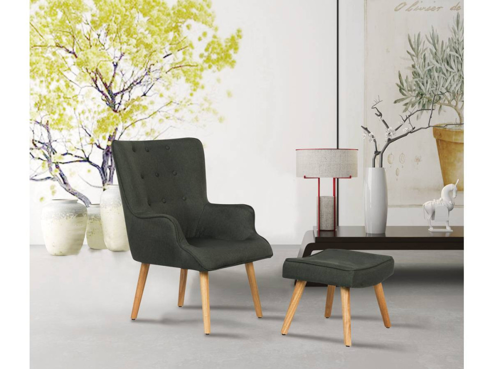Sillón escandinavo en tela “Odense” - 73 x 81 x 92,5 cm - Gris oscuro
