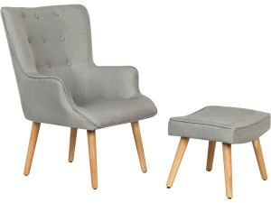 Sillón escandinavo en tela “Odense” - 73 x 81 x 92,5 cm - Gris claro