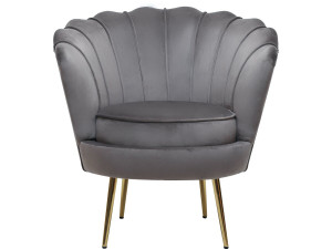 Sillón de terciopelo "Floria" - 75 x 68 x 77,5 cm - Gris