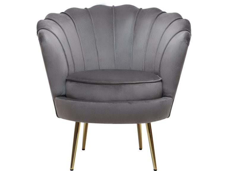 Sillón de terciopelo "Floria" - 75 x 68 x 77,5 cm - Gris