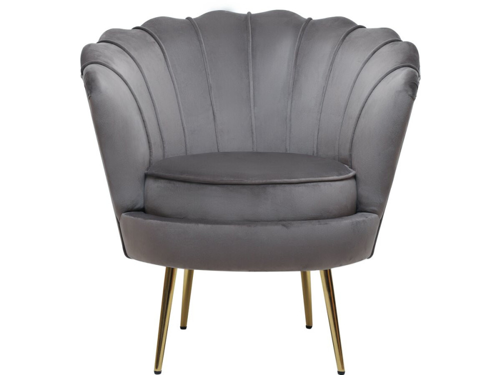 Sillón de terciopelo "Floria" - 75 x 68 x 77,5 cm - Gris