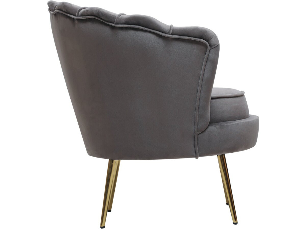 Sillón de terciopelo "Floria" - 75 x 68 x 77,5 cm - Gris