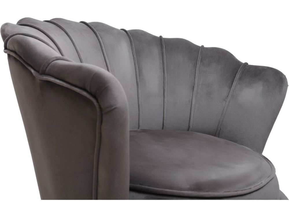 Sillón de terciopelo "Floria" - 75 x 68 x 77,5 cm - Gris