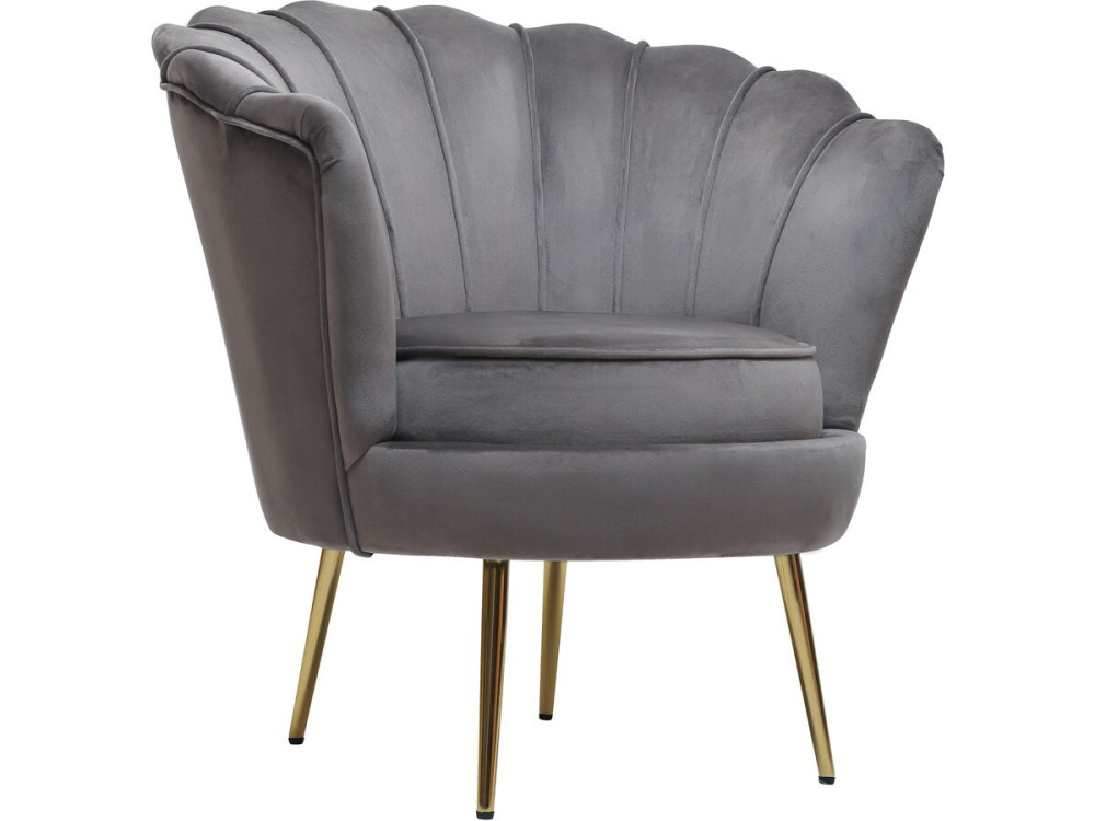Sillón de terciopelo "Floria" - 75 x 68 x 77,5 cm - Gris
