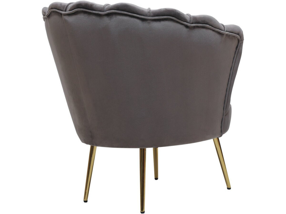 Sillón de terciopelo "Floria" - 75 x 68 x 77,5 cm - Gris