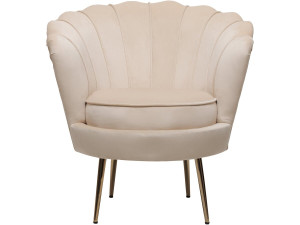 Sillón de terciopelo "Floria" - 75 x 68 x 77,5cm - Beige