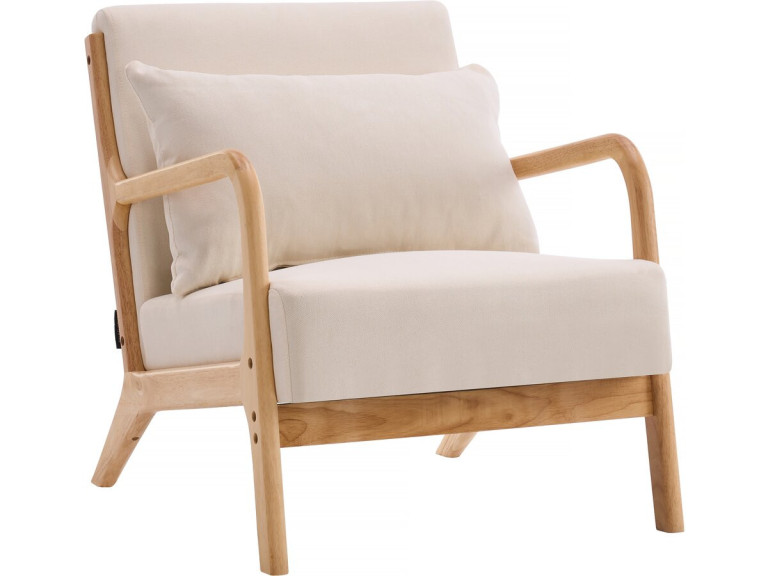 Sillón "Clinton" de madera de estilo escandinavo - Beige
