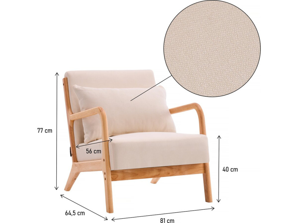 Sillón "Clinton" de madera de estilo escandinavo - Beige
