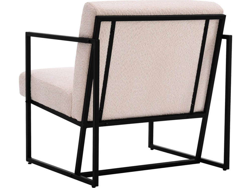 Sillón de metal "Kennedy" con tela bouclette - 73. 5 x 75.5 x 81 cm - Crema