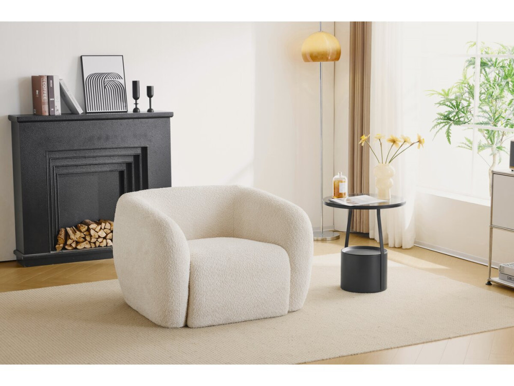 Sillón de tela bouclé "Washington" - Blanco