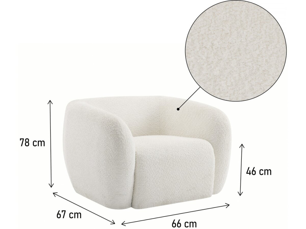 Sillón de tela bouclé "Washington" - Blanco