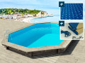 Piscina de madera " Brazilia " 5,86 x 3,86 x 1,20 m - Cubierta con burbujas 180 µ - Cubierta de invierno 280 g/m².