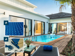 Piscina rectangular de madera "Aruba" - 5,00 x 3,00 x 1,24 m + cubierta de burbujas de 180 µ - cubierta de invierno de 280 g/m²