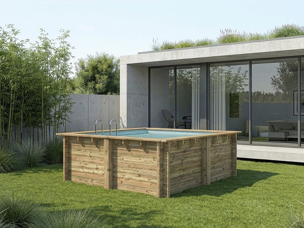 Piscina rectangular de madera "Maldivas" - 3,20 x 3,20 x 1,24 m