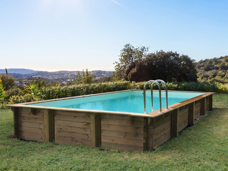 Piscina rectangular de madera "Sunrise" - 8.20 x 5.20 x 1.44 m