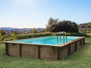 Piscina rectangular de madera  "Kolanta" - 10.20 x 5.20 x 1.44 m