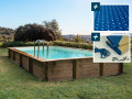 Kit de piscina de madera "Sunrise" - 8,20 x 5,20 x 1,44 m + cubierta de burbujas 400 µ - cubierta de invierno 280 g/m².