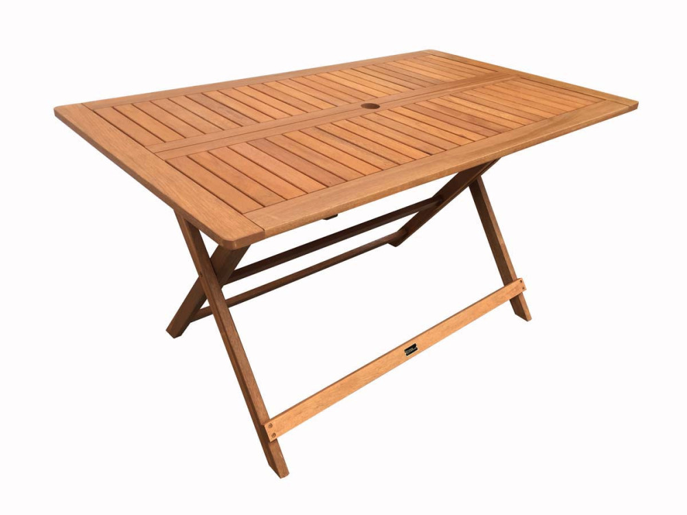 Mesa plegable en madera exótica "Hong Kong" - Maple -  135 x 80 cm - Marrón claro