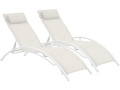 Conjunto de dos tumbonas de aluminio Beauty - "Phoenix" - Beige - Crudo