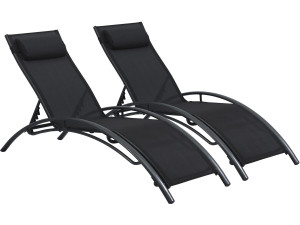 Juego de 2 tumbonas Beauty "Phoenix" de aluminio Negro