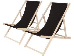 Juego de 2 tumbonas de madera "Chilienne" - Negro