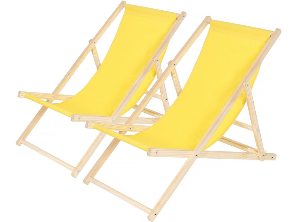 Juego de 2 tumbonas de madera "Chilena" - Amarillo