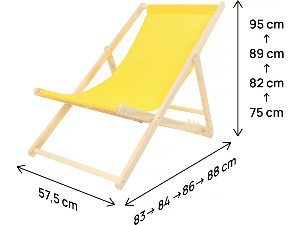 Juego de 2 tumbonas de madera "Chilena" - Amarillo