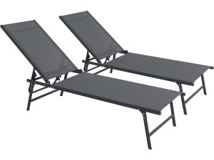 Juego de 2 tumbonas metálicas "Sublima" - 180 x 54 x 104 cm - Antracita