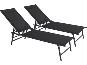 Juego de 2 tumbonas metálicas "Sublima" - 180 x 54 x 104 cm - Negro