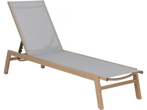 Tumbona de aluminio efecto madera "Elysia" - Gris claro