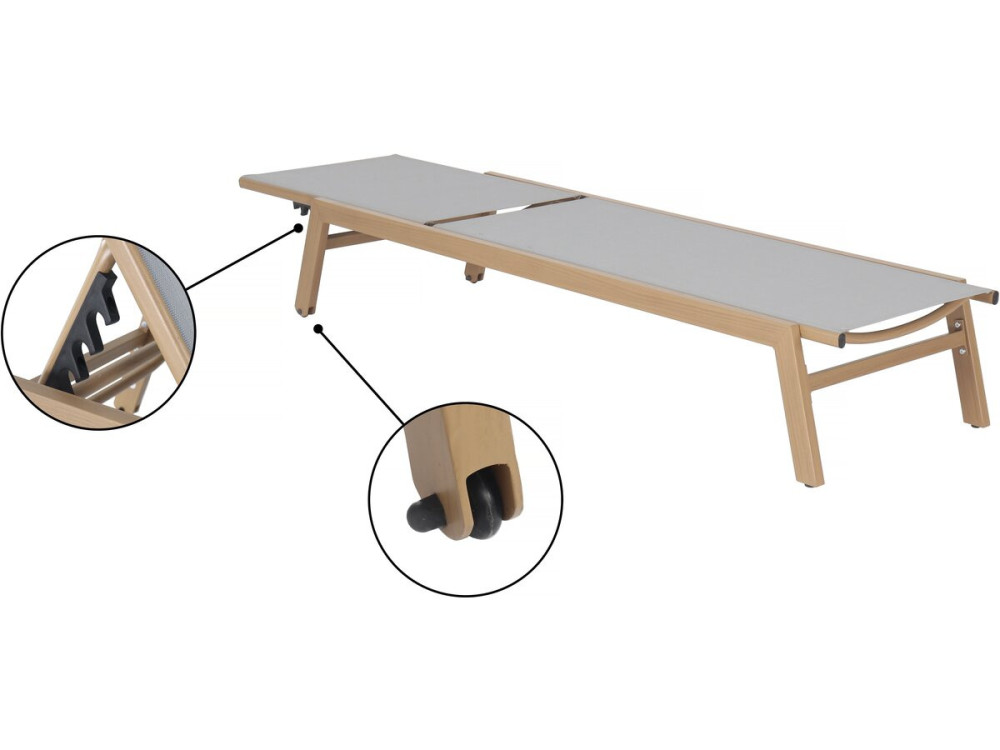 Tumbona de aluminio efecto madera "Elysia" - Gris claro