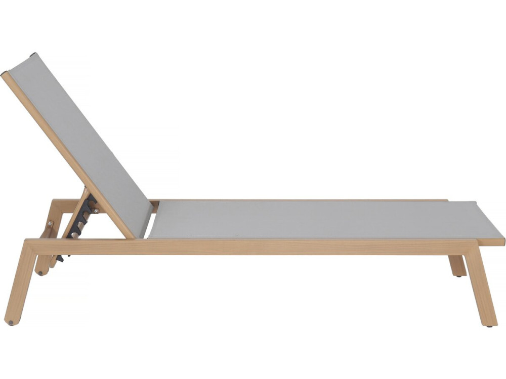 Tumbona de aluminio efecto madera "Elysia" - Gris claro