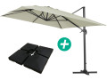 Parasol Lateral de jardín en aluminio - Sun 4- Rectangular- 3 x 4 m - Rojo - lastres incluido - Crudo
