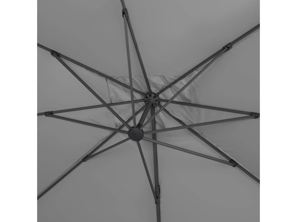 Parasol Lateral de jardín Alu "Sun 3" - Cuadrado  Carré - 3 x 3 m - Lastres incluidos - Gris