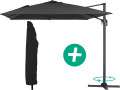 Parasol Lateral de jardín Alu “Sun 4” – Rectangular – 3 x 4 m – Rojo + funda protectora - Negro