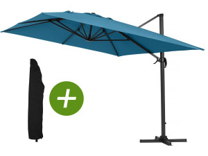 Parasol Lateral de jardín Alu “Sun 4” – Rectangular – 3 x 4 m – Azul + funda protectora