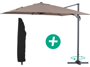 Parasol Lateral de jardín Alu “Sun 3” – Cuadrado – 3 x 3 m – Topo+ funda protectora